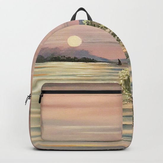 Sunset over a lake Backpack