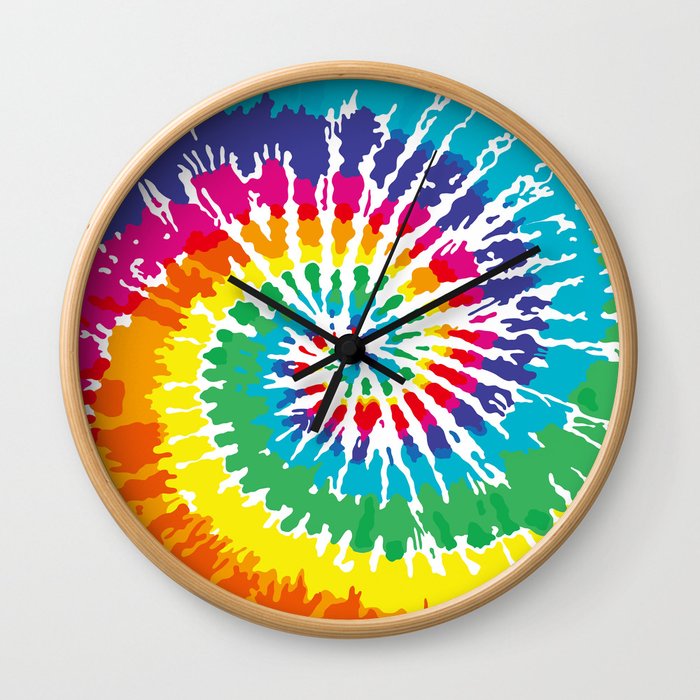 Rainbow Tie Dye Wall Clock