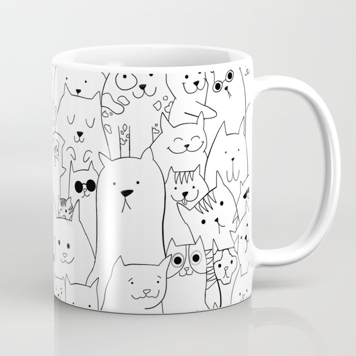 Black And White Cat Colouring Coffee Mug By Ushi Society6 White Cat Colouring Coffee Mug