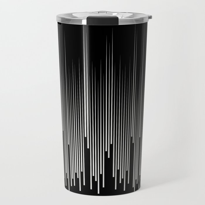 Black and Pale Gray Frequency Vertical Stripe Pattern Pairs Dulux 2022 Popular Colour Sloe Flower Travel Mug