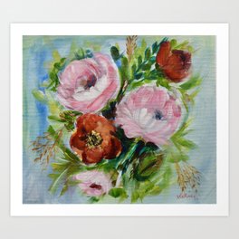 Pink chrysanthemums Art Print