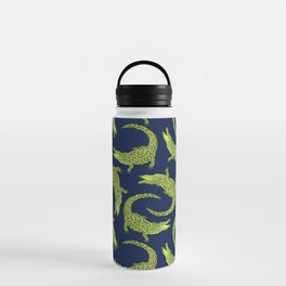 Crocodiles (Deep Navy and Green Palette) Water Bottle