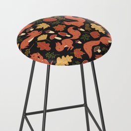 Autumn squirrel pattern design with mushrooms and fall leaves Bar Stool