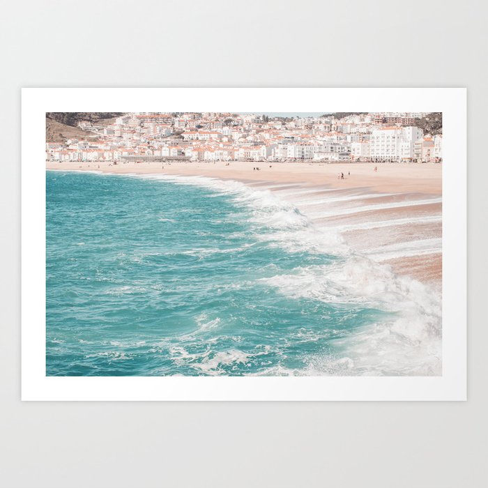 Aerial Beach Print - Ocean - Beach Village Houses - Sea - Travel photography Art Print