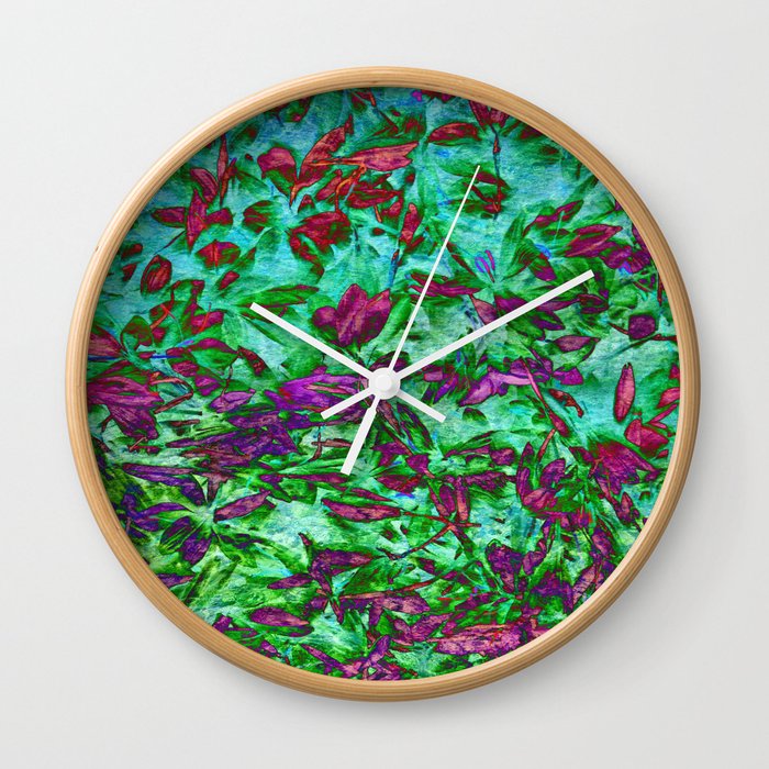 pink and green floral fairy bed Wall Clock