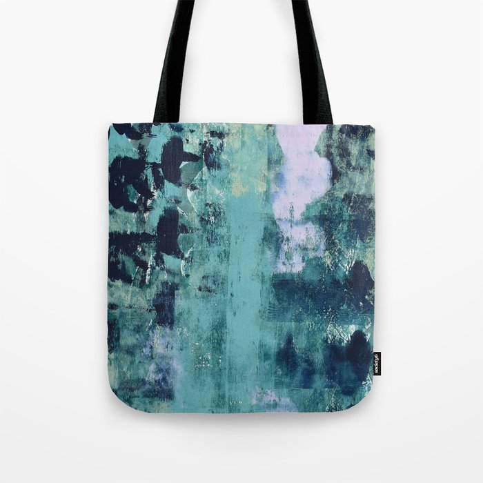 012: a bright contemporary abstract piece in teal and lavender by Alyssa Hamilton Art  Tote Bag
