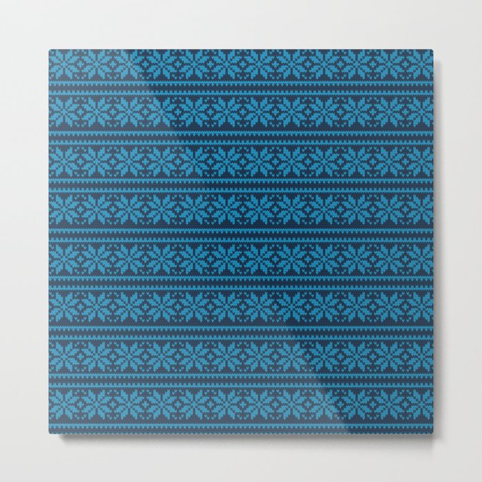 Winter Blue Scandinavian Pattern Metal Print