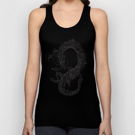  Black Oriental Dragon on Silver Tank Top