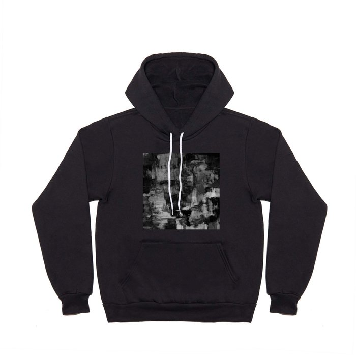 Crackled Gray - Black, white and gray, grey textured abstract Hoody