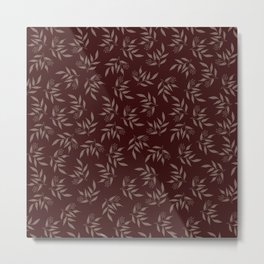 Leaves pattern - Maroon Metal Print