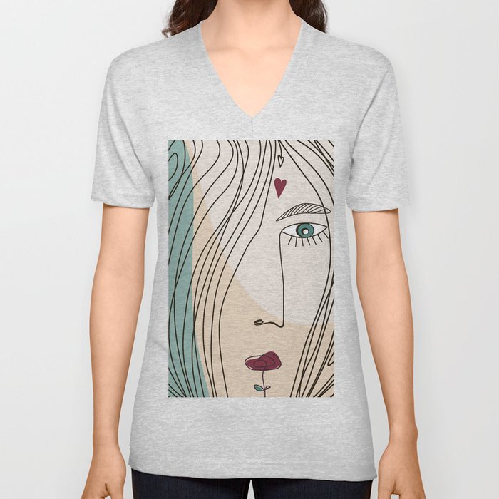  Abstract human face. V Neck T Shirt