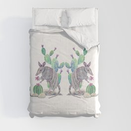  Armadillo with Cactus Watercolor  Comforter
