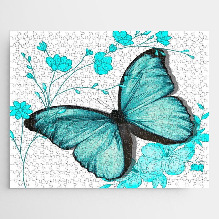 Teal Butterfly Jigsaw Puzzle