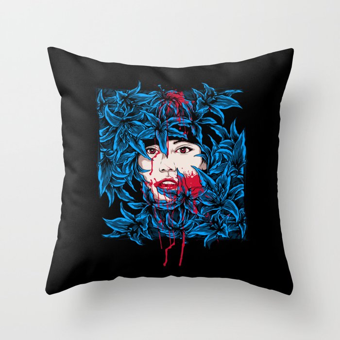 Horror Scary Woman Drawing Throw Pillow