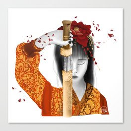 Geisha with sword Canvas Print