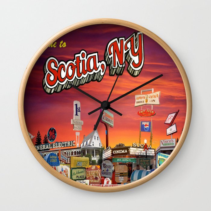'Welcome To Scotia' Digital Photo Collage made with Macintosh Preview and Microsoft Paint Wall Clock