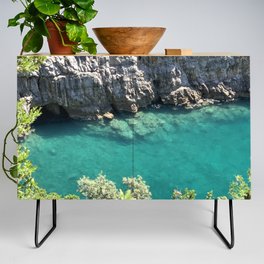 Awesome Green Emerald Sea In Amalfi Coast Italy Poster Credenza