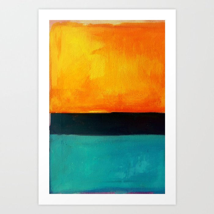 Mark Rothko Interpretation Orange Blue Art Print By