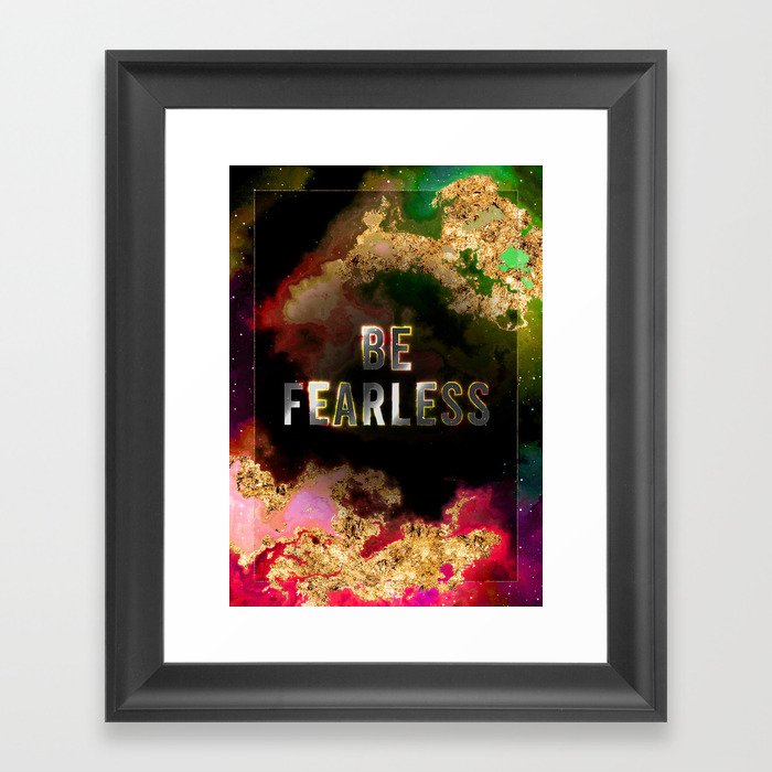 Be Fearless Rainbow Gold Quote Motivational Art Framed Art Print