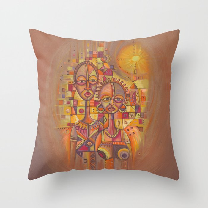The Couple II painting from Africa Throw Pillow