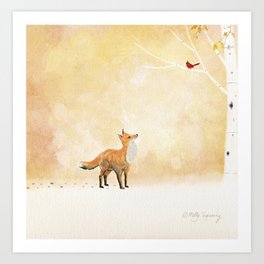 Fox and Cardinal  Art Print