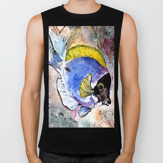 fish with yellow fin Biker Tank