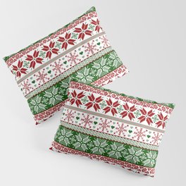 Green & Red Winter Fair Isle Pillow Sham