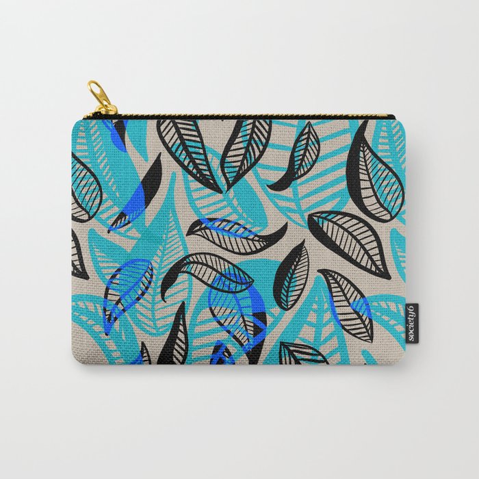 Falling Leaves - Bright Blue Carry-All Pouch