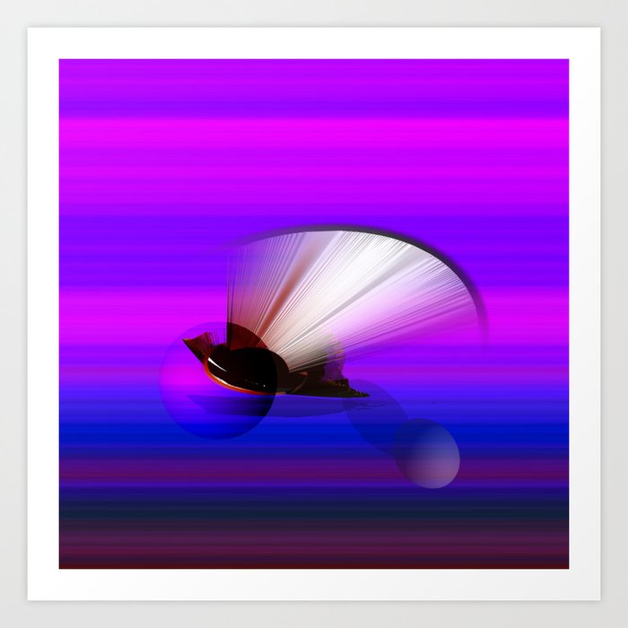 3d Sphere Fractal Geometry Purple Blue Lines Fan Shaped 3d Art Art Print By Terainbdesigns