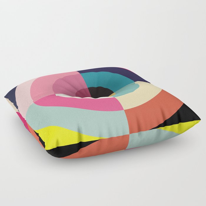 Summer - Colorful Classic Abstract Minimal Retro 70s Style Graphic Design Floor Pillow