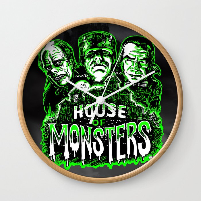 House of Monsters Phantom Frankenstein Dracula classic horror Wall Clock