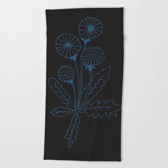Dandelion black Beach Towel