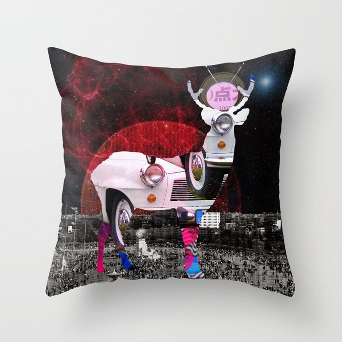 DeerInvasion - Deer Space City Throw Pillow