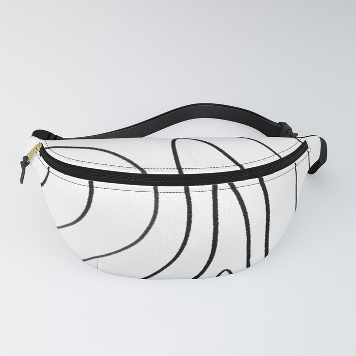 Minimalist Topographical Abstract in Black and White Fanny Pack