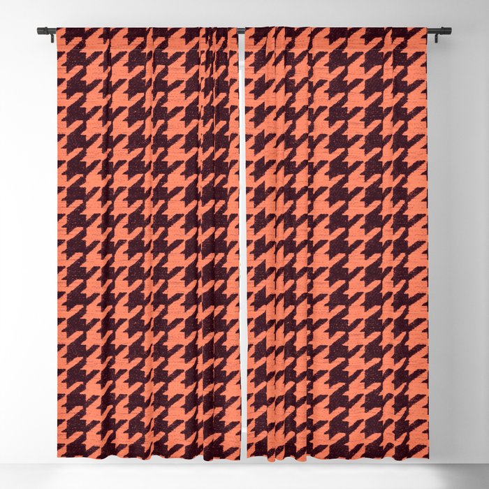Orange Vintage Rust Houndstooth Pattern on Woven Velvet Cloth in Modern Country Style Blackout Curtain