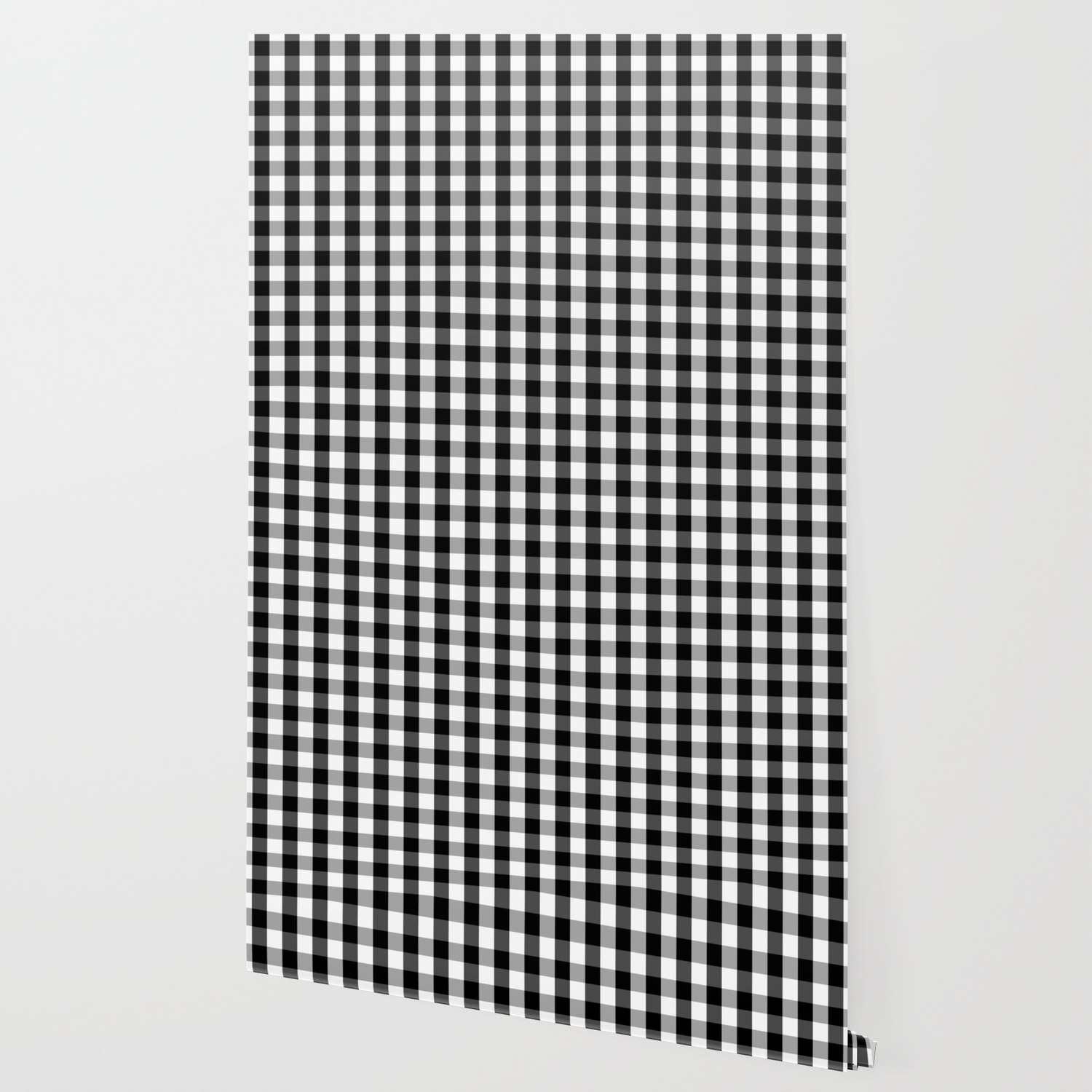 Large Black White Gingham Checked Square Pattern Wallpaper By