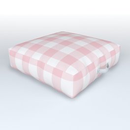 Large Valentine Soft Blush Pink and White Buffalo Check Plaid Outdoor Floor Cushion