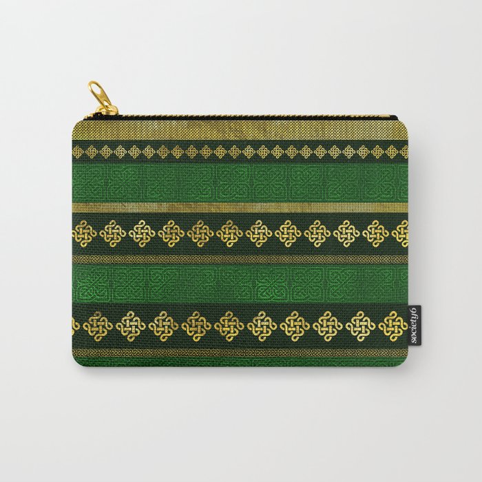 Celtic Knot Decorative Gold and Green pattern Carry-All Pouch