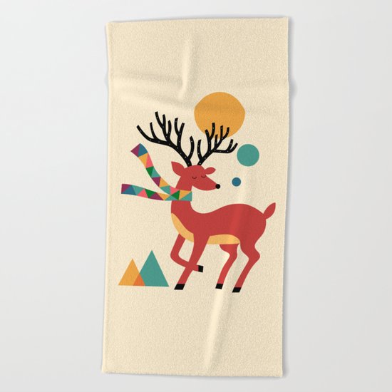 Deer Autumn Beach Towel
