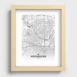 Westminster, Colorado, United States - Light City Map Recessed Framed Print