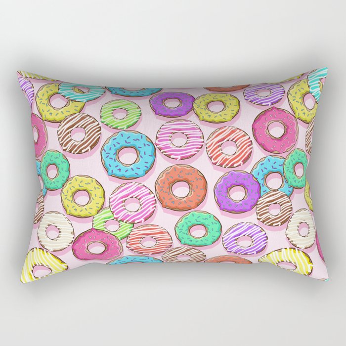 pattern with donuts. different donuts on a pink background. colored glaze Rectangular Pillow