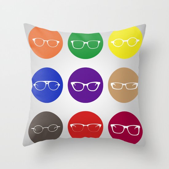 9 Glasses Styles Throw Pillow