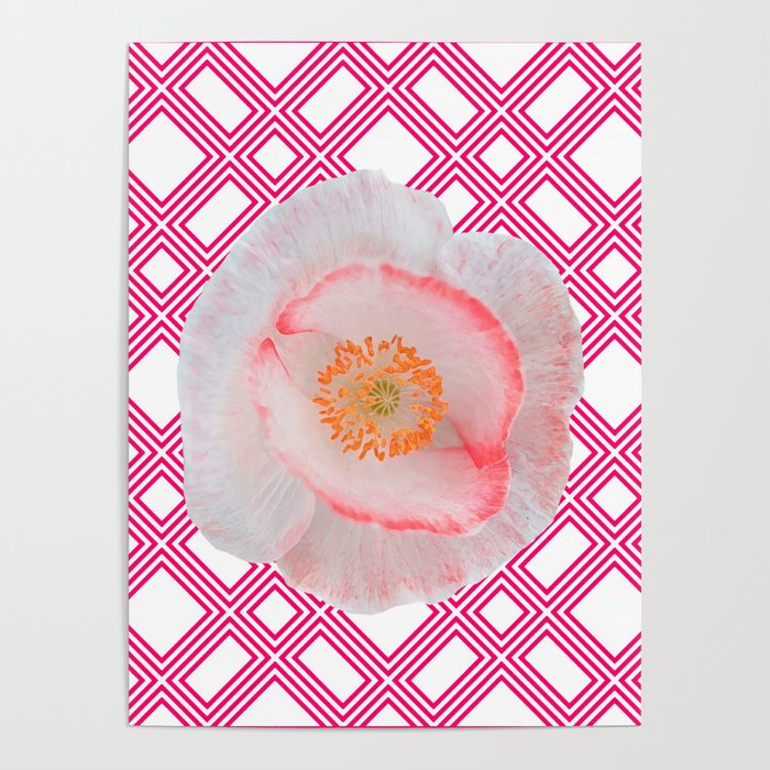 Cream Poppy flower pop-art Poster