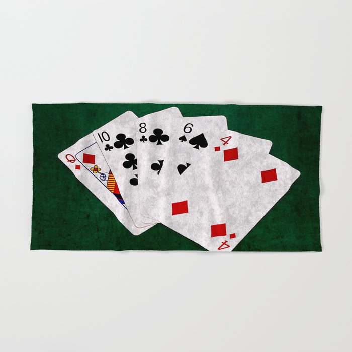 Poker Hand High Card Queen Ten Eight Six Four Hand & Bath Towel by  digital2real