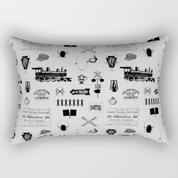 Railroad Symbols // Light Grey Rectangular Pillow