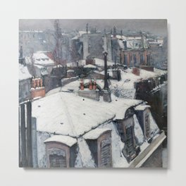 Gustave Caillebotte - Rooftops in the Snow Metal Print