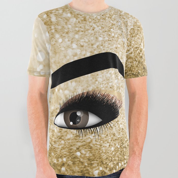 Gold Lashes Eye All Over Graphic Tee