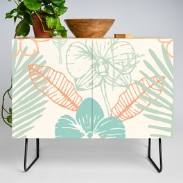 Tropical Palm And Orchid Flower Pattern Credenza