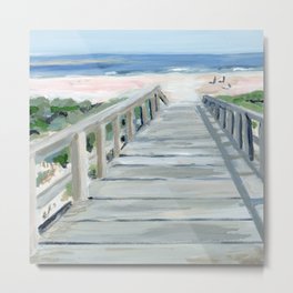 Beach Boardwalk, Crane Beach Metal Print | Coastallandscape, Coastalscene, Painting, Beachartprint, Beachboardwalk, Beachscene, Cranebeach, Capeann, Nantucket, Newenglandbeach 