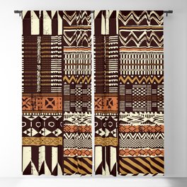Tribal African style fabric patchwork abstract vintage seamless pattern ethnic wallpaper Blackout Curtain